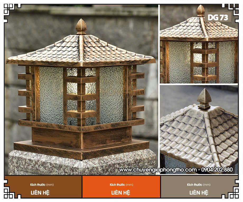 Mẫu đèn trụ cổng nhà từ đường DG74 chống nước
