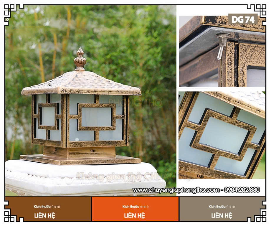 Mẫu đèn trụ cổng nhà từ đường DG74 chống nước