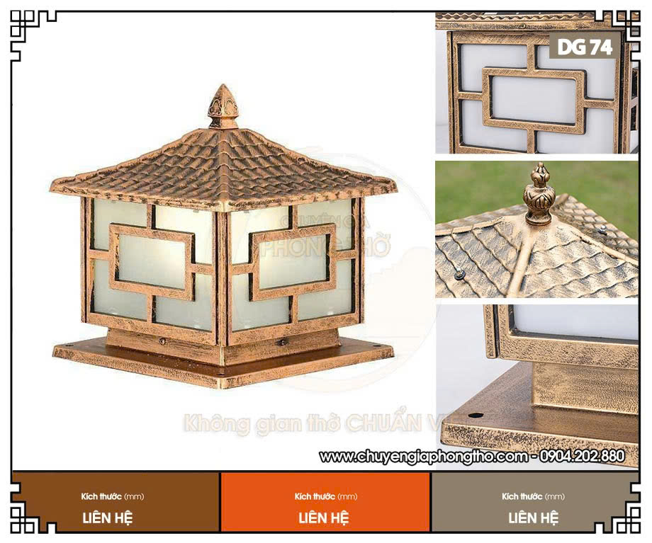 Mẫu đèn trụ cổng nhà từ đường DG74 chống nước