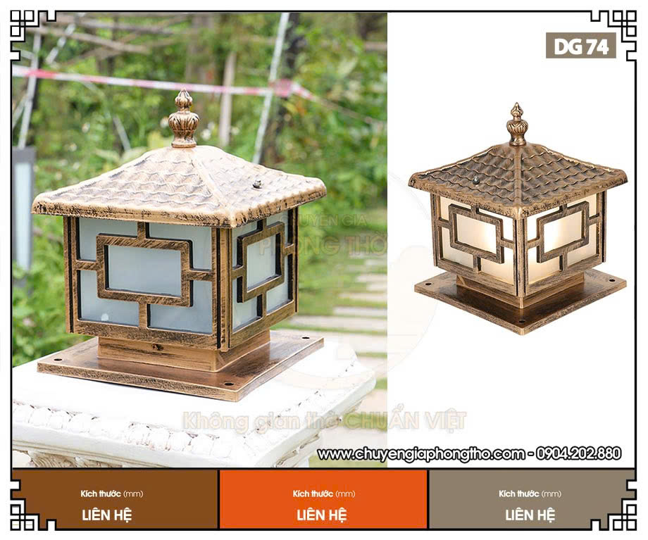 Mẫu đèn trụ cổng nhà từ đường DG74 chống nước