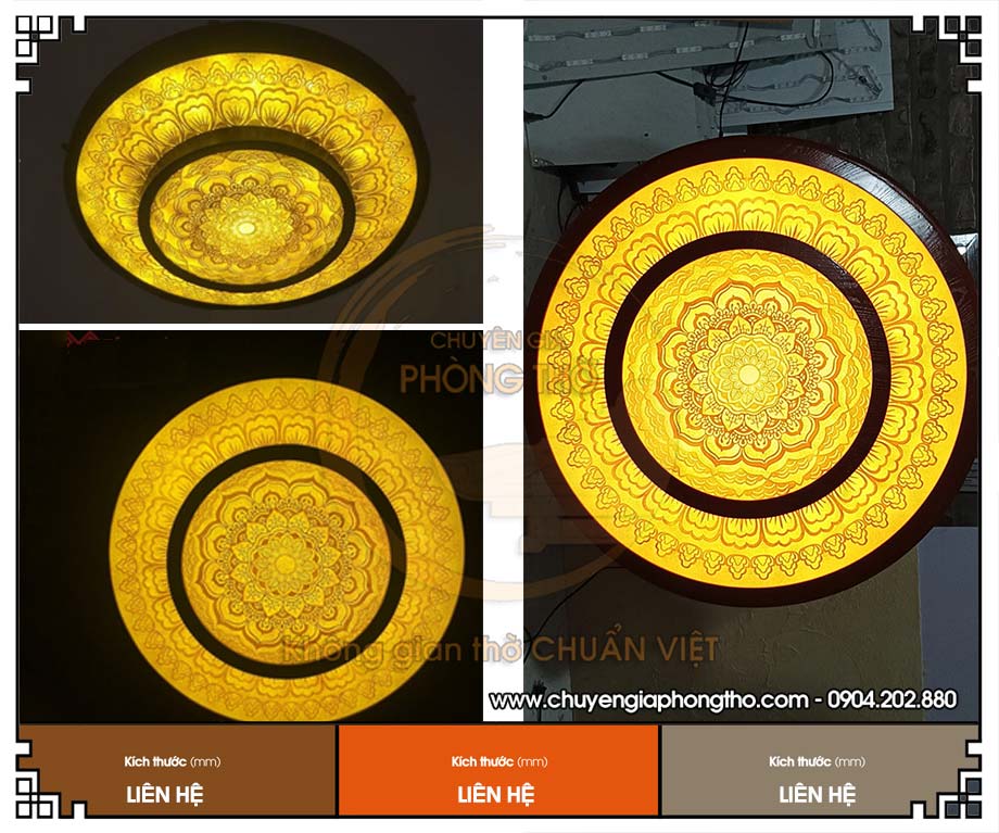 Đèn ốp trần Mandala hình tròn đẹp cho phòng thờ