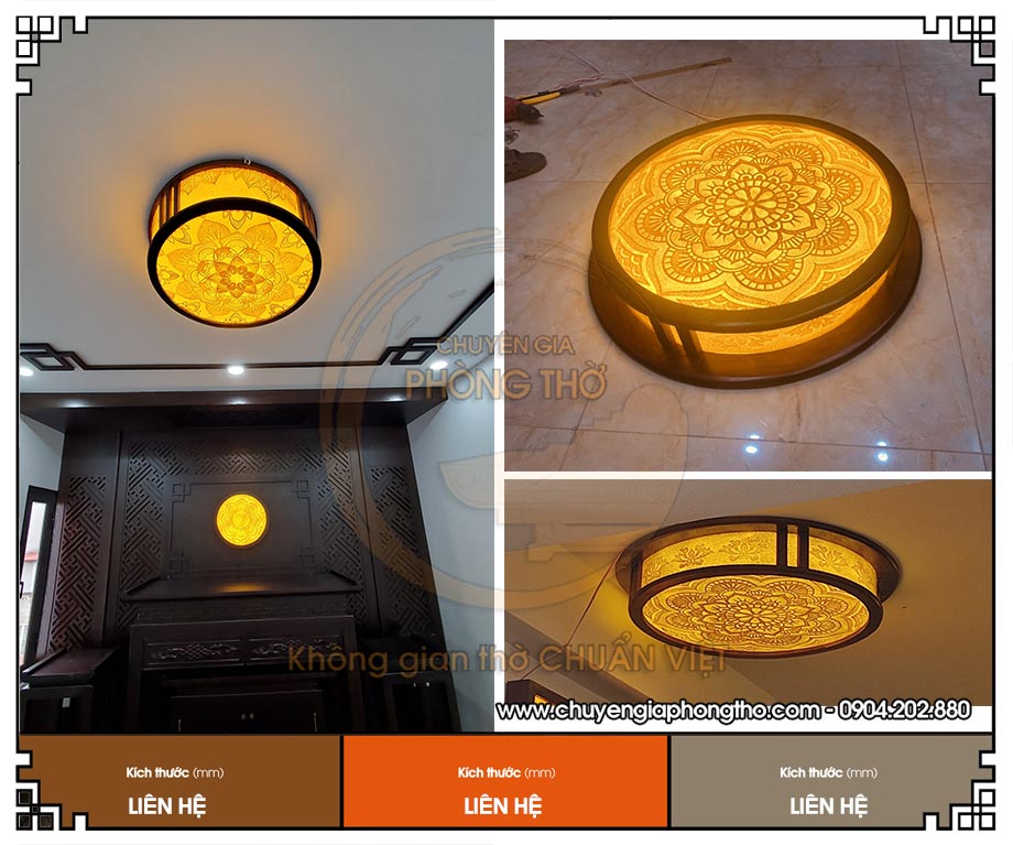 Đèn ốp trần Mandala hình tròn đẹp cho phòng thờ
