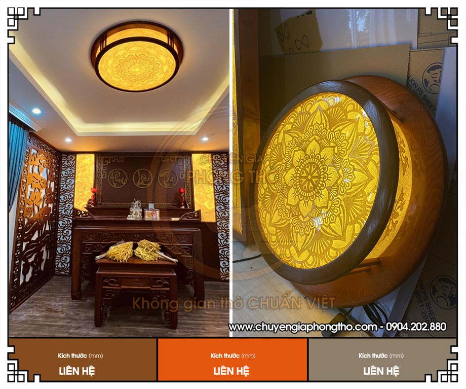 Đèn ốp trần Mandala hình tròn đẹp cho phòng thờ