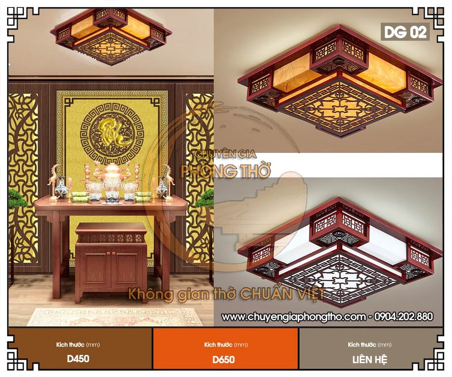 Đèn gỗ ốp trần phòng thờ DG02 giá siêu rẻ