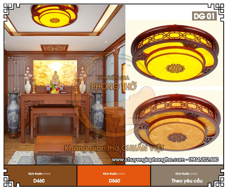 Đèn mâm ốp trần phòng thờ DG01