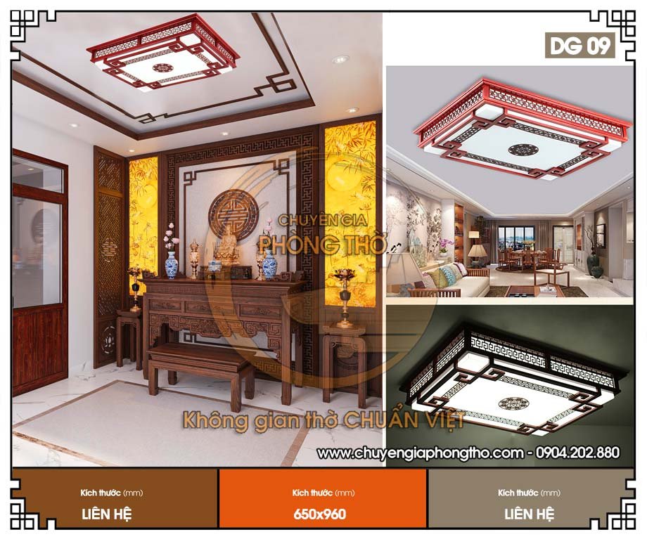 Đèn ốp trần phòng thờ hình chữ nhật DG09
