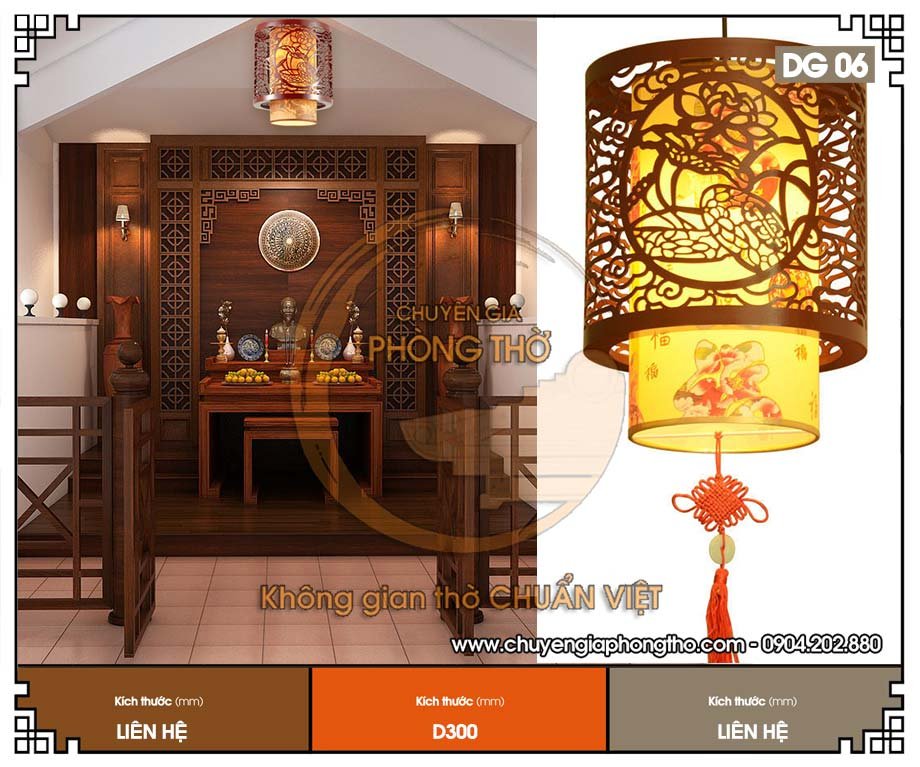 Đèn thả phòng thờ hoa sen DG06 tinh tế