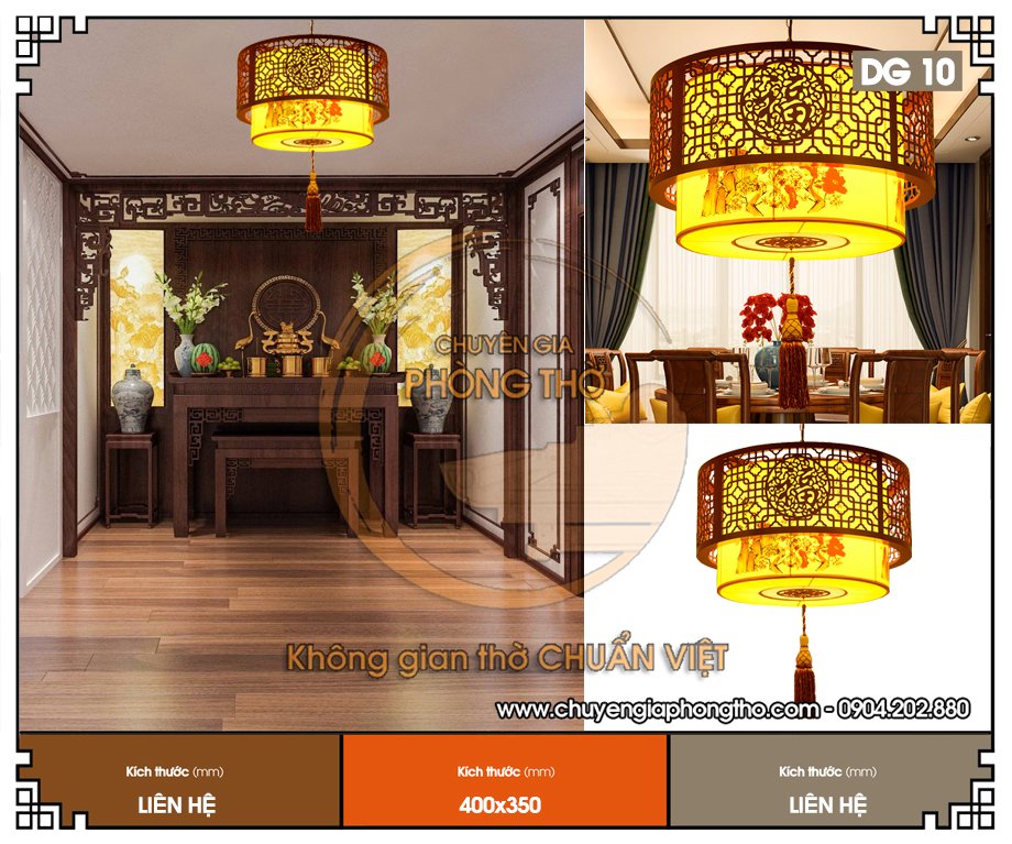 Đèn lồng gỗ DG10 trang trí phòng thờ đẹp