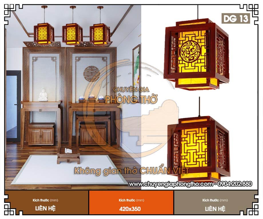 Đèn thả gỗ phòng thờ DG13 thu hút tài lộc