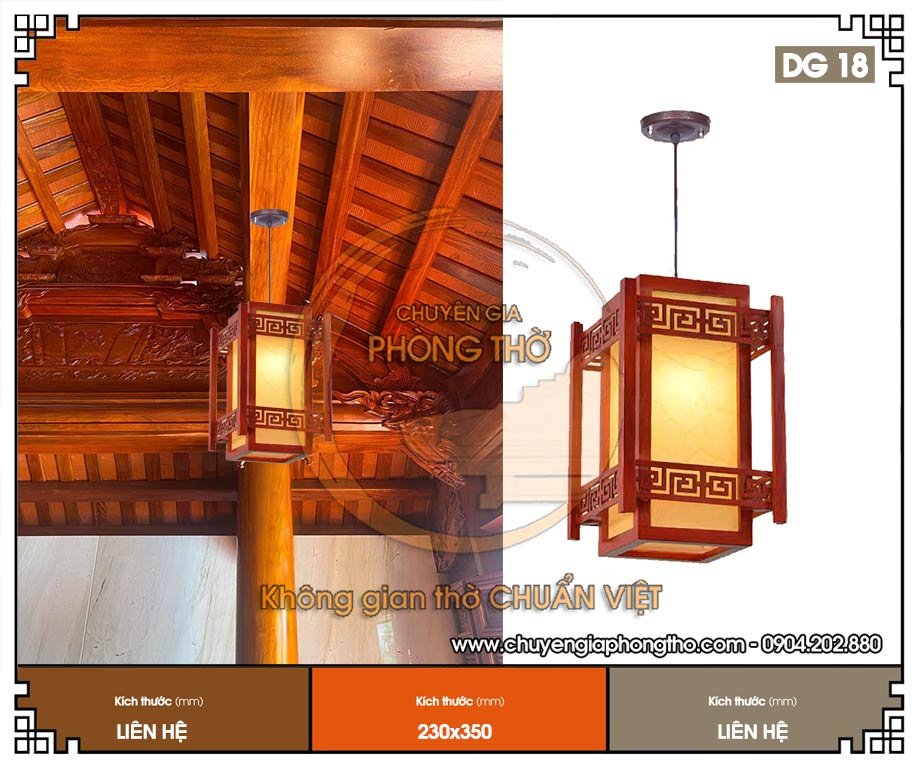 Đèn gỗ thả trần phòng thờ DG18 siêu rẻ