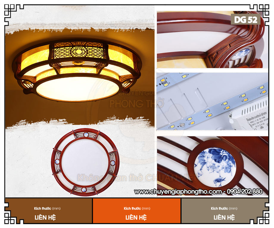Đèn ốp trần phòng thờ hình tròn DG52
