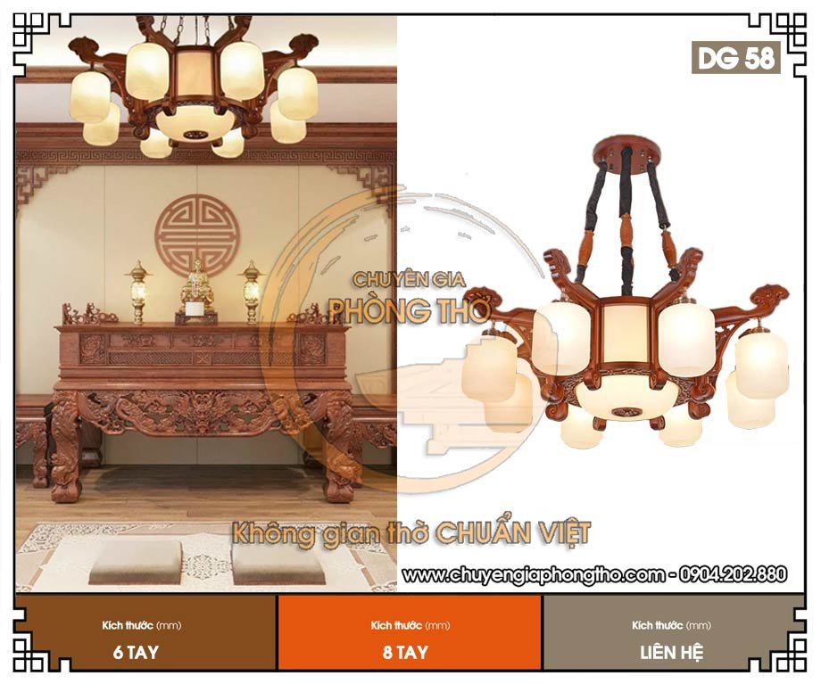 Đèn chùm treo phòng thờ DG58 hiện đại