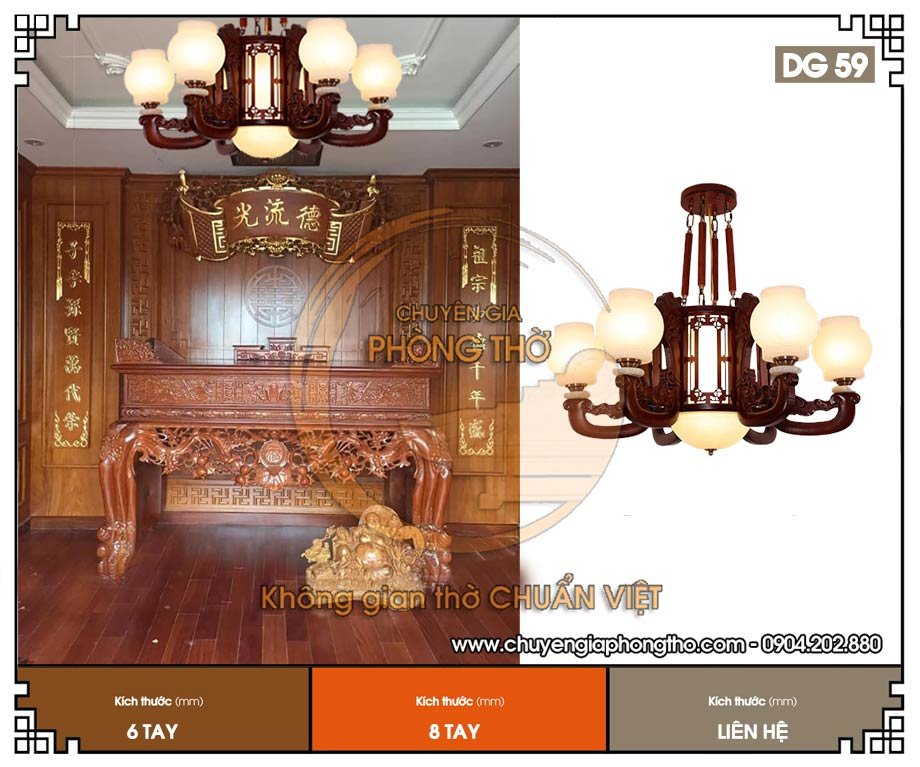 Mẫu đèn chùm trang trí phòng thờ DG59