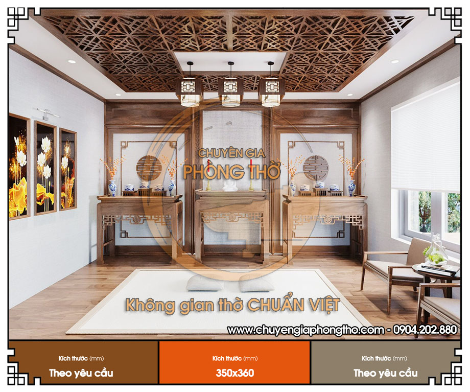 Đèn gỗ thả trần hình vuông DG65 cho phòng thờ