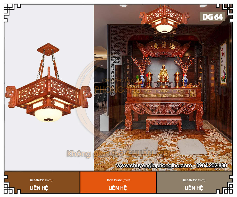 Đèn gỗ treo nhà thờ họ DG64 mang nhiều tài lộc