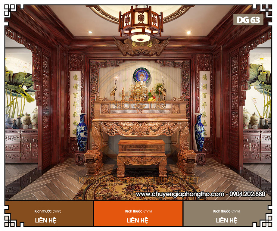 Đèn thả gỗ treo nhà thờ họ DG63 hợp phong thủy