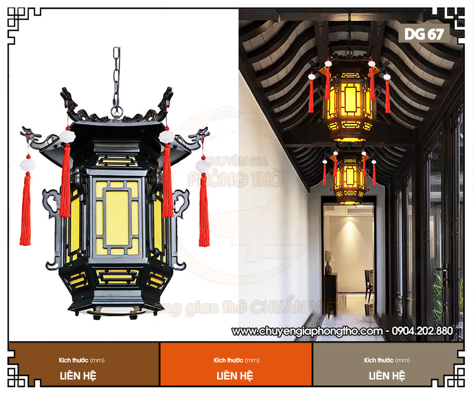Đèn treo hiên nhà gỗ DG67 đẹp, sang trọng và hiện đại