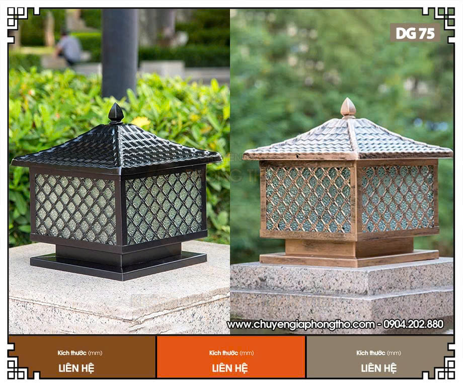 Đèn trụ cổng rào nhà gỗ DG75 ngoài trời chống nước