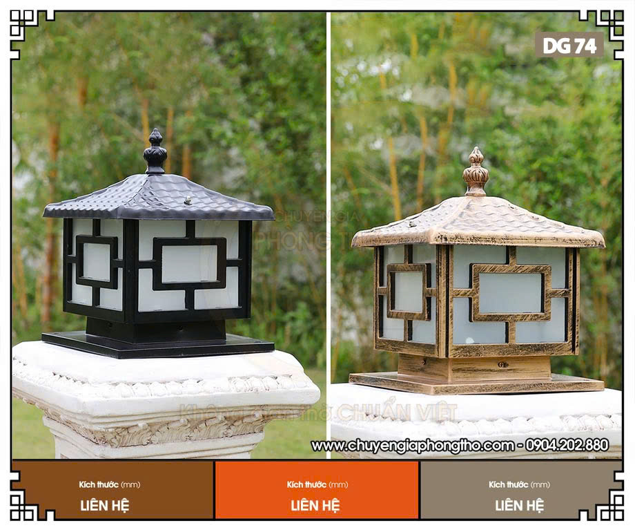 Mẫu đèn trụ cổng nhà từ đường DG74 chống nước